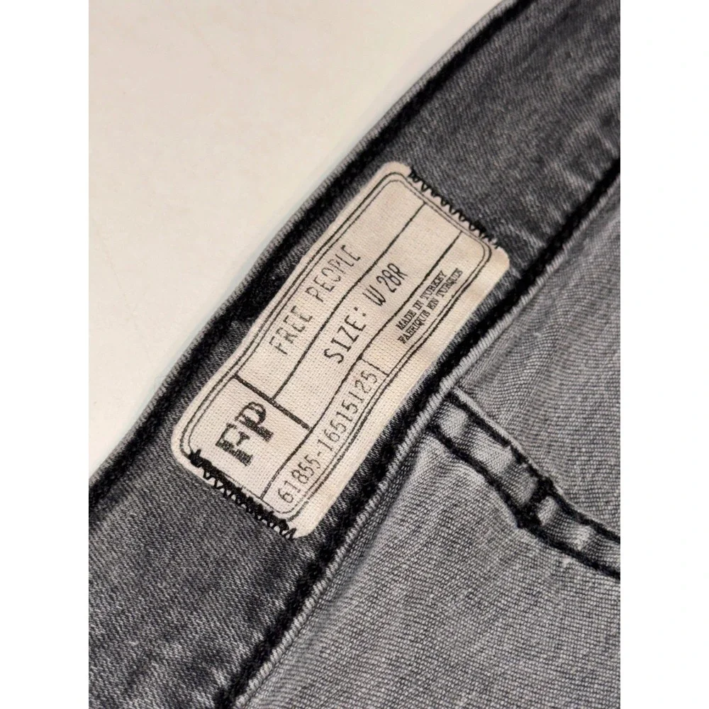 Free People Womens Gray Black Goth Emo Distressed Skinny Jeans High Rise Y2K 28R